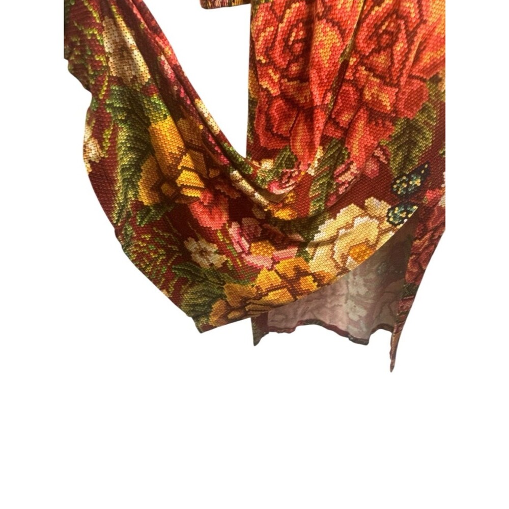 FARM by Anthropologie Floral Knit Maxi Dress in Red/Rust/Pink Floral Print W XS - Picture 5 of 8